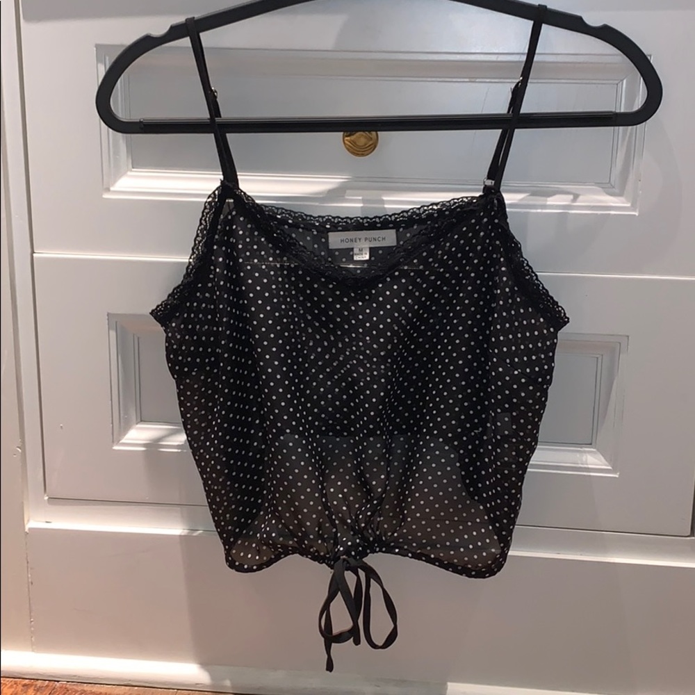 Honey Punch Sheer Polka Dot Cropped Tank - Picture 5 of 8